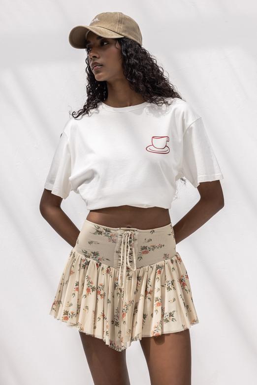 Bayan  Korsajlı Şortlu Tül Mini Etek