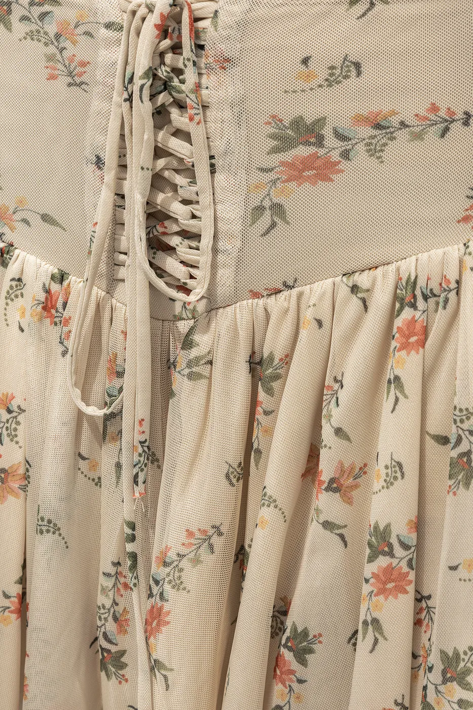 Bayan Bej Korsajlı Şortlu Tül Mini Etek