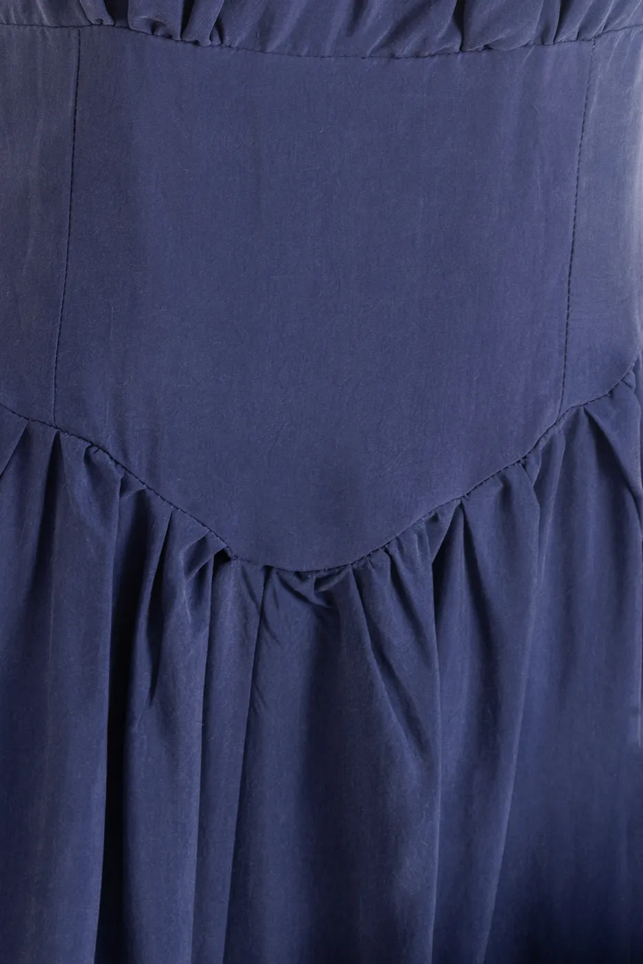 Bayan İndigo Korsajlı Volablı Midi Elbise