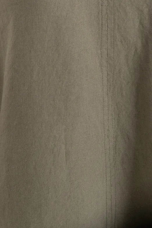 Bayan Haki Oversize Keten Midi Elbise - BSL