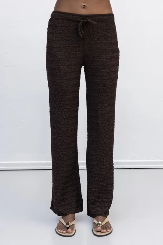 Bayan Kahverengi Dokulu Düz Kesim Pantolon - BSL
