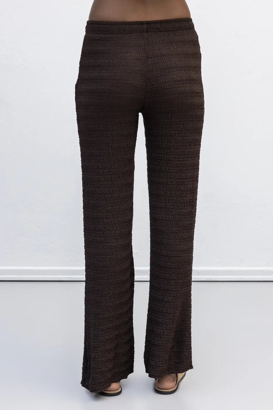 Bayan Kahverengi Dokulu Düz Kesim Pantolon