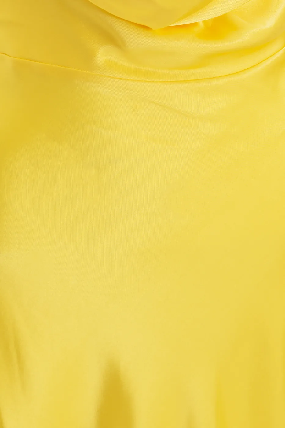 Bayan Sarı Degaje Yakalı  Maksi Saten Elbise