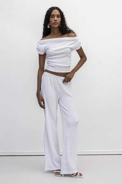 Bayan Beyaz Dokulu Pantolon - BSL