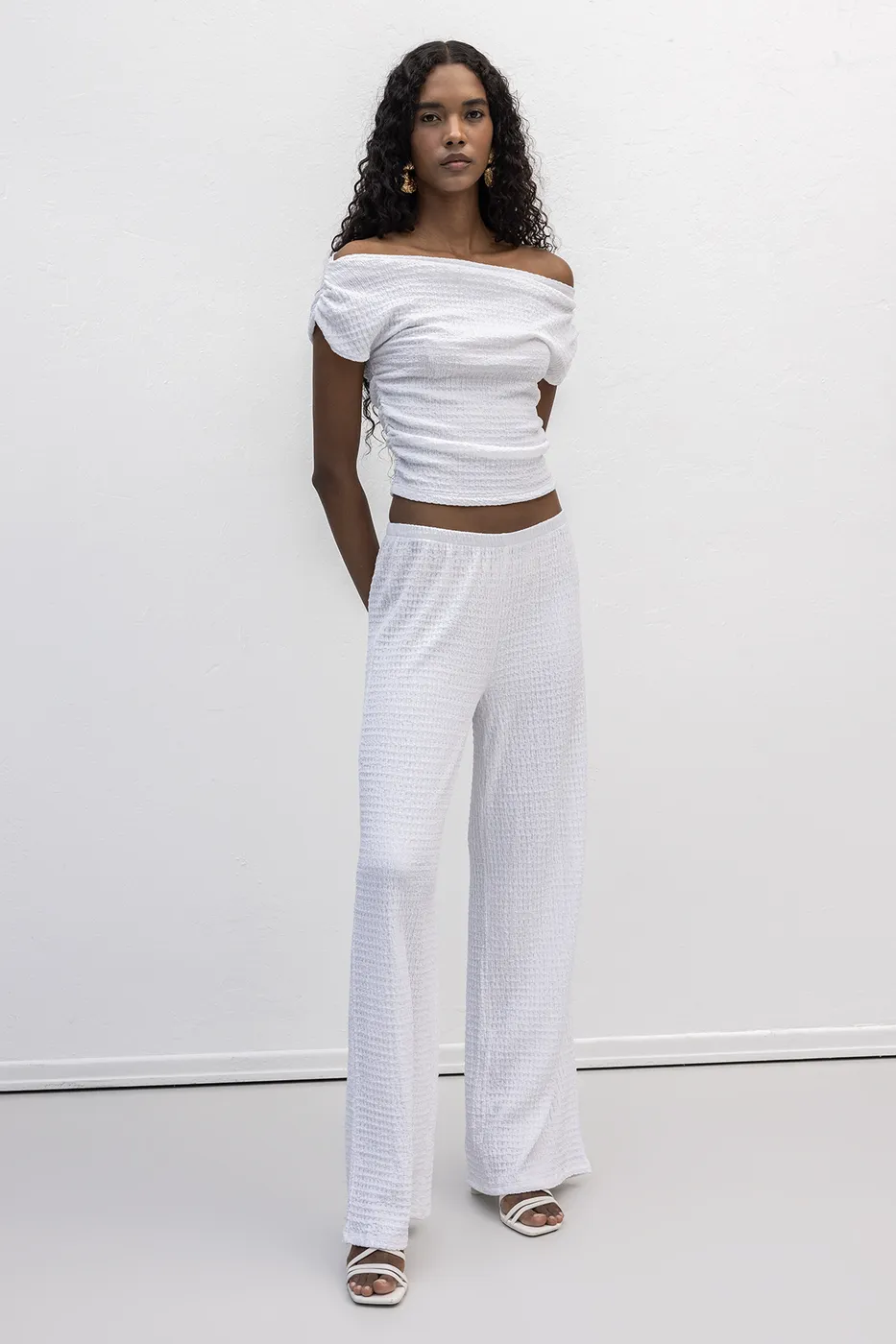 Bayan Beyaz Dokulu Pantolon