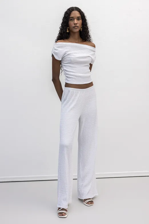 Bayan Beyaz Dokulu Pantolon - BSL