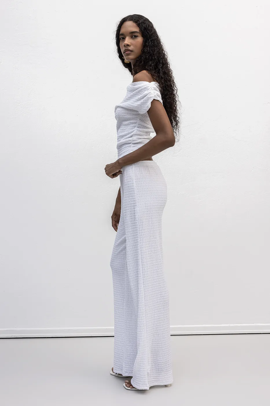 Bayan Beyaz Dokulu Pantolon