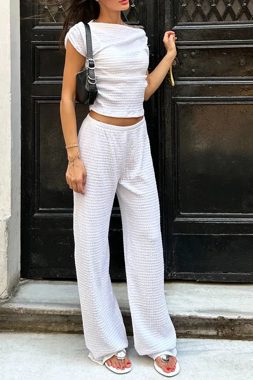 Bayan Beyaz Dokulu Pantolon - BSL