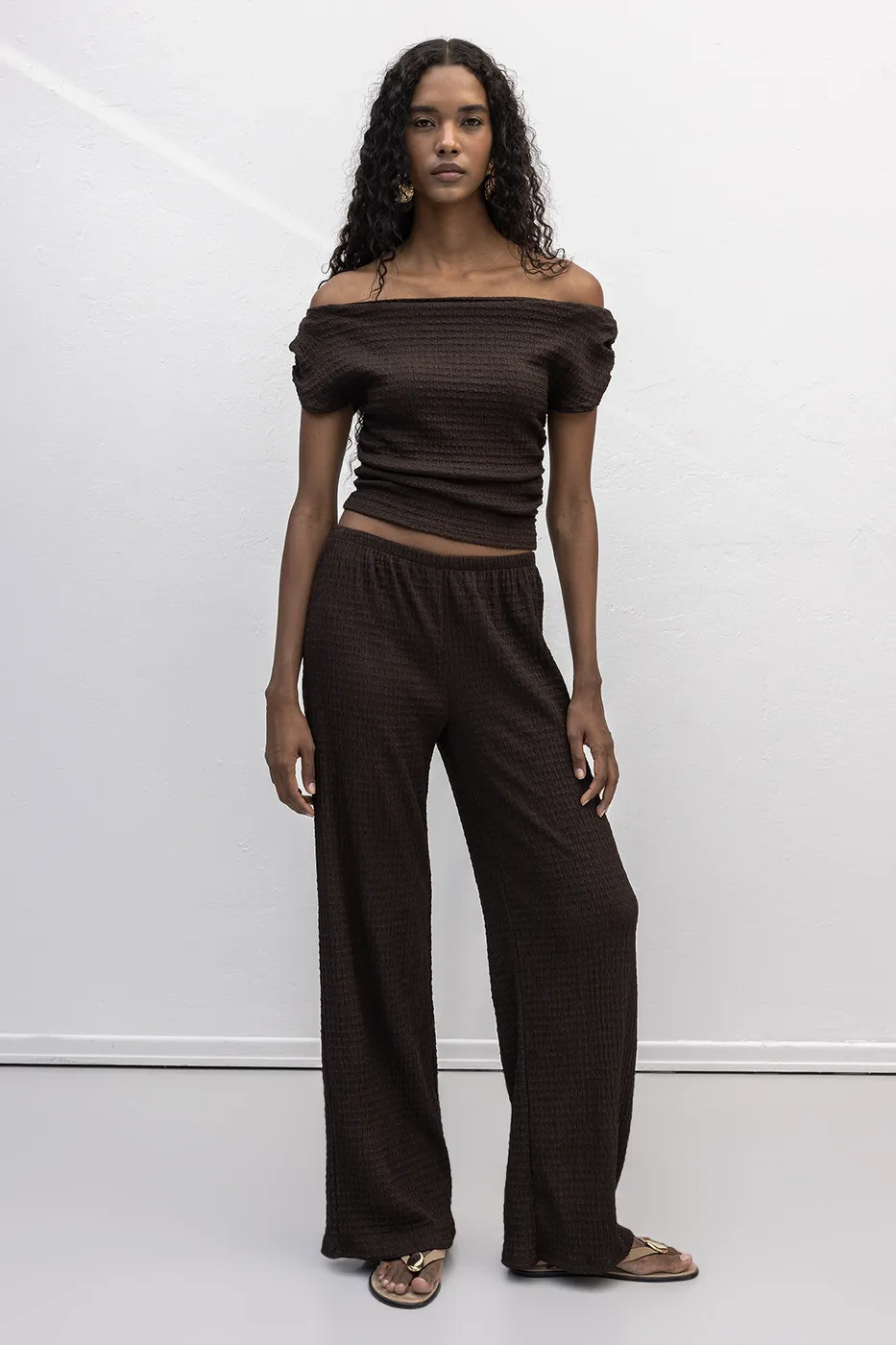 Bayan Kahverengi Dokulu Pantolon