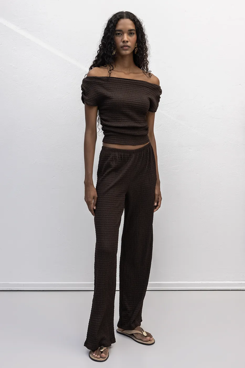 Bayan Kahverengi Dokulu Pantolon