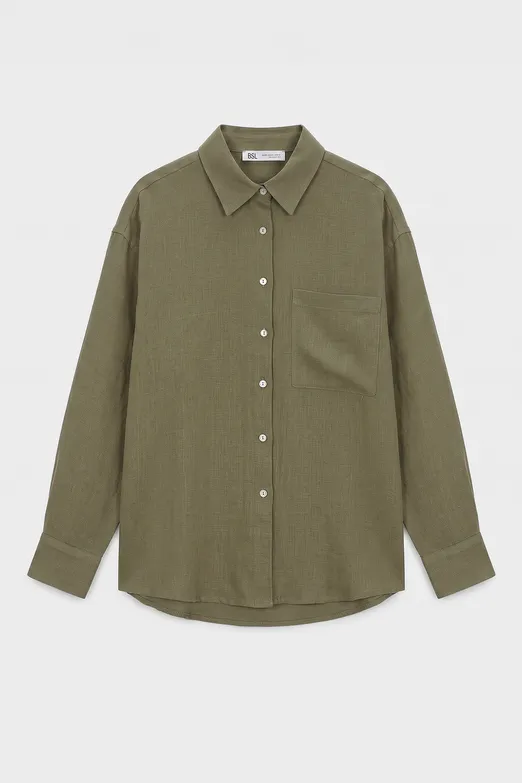 Bayan Haki %100 Keten Oversize Gömlek - BSL