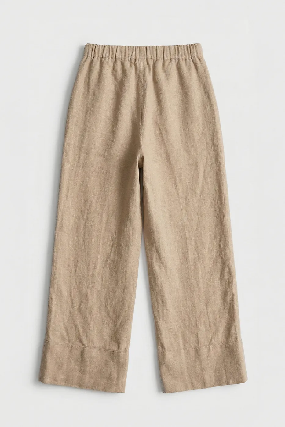 Bayan Bej %100 Keten Bol Pantolon