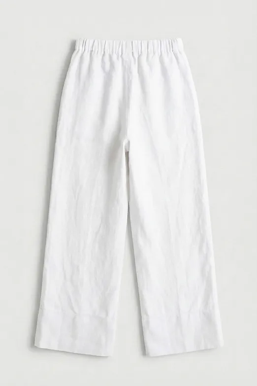 Bayan Beyaz %100 Keten Bol Pantolon - BSL