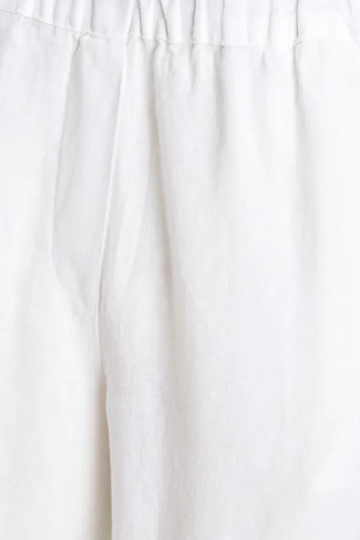 Bayan Beyaz %100 Keten Bol Pantolon - BSL