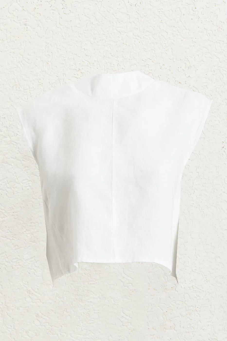 Bayan Beyaz %100 Keten Dik Yakalı Bluz