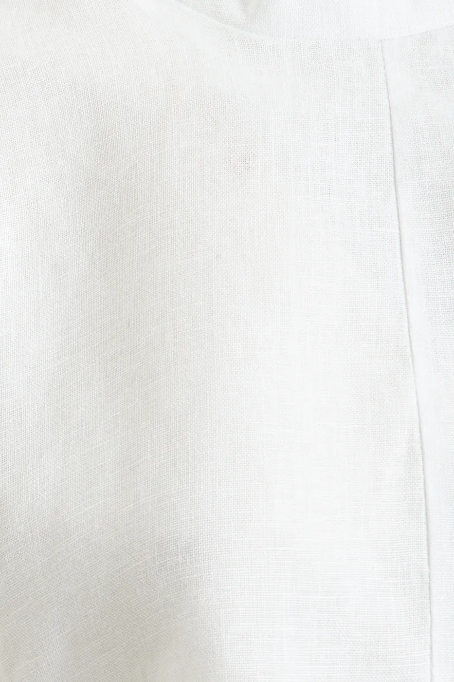 Bayan Beyaz %100 Keten Dik Yakalı Bluz