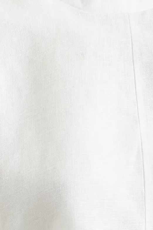 Bayan Beyaz %100 Keten Dik Yakalı Bluz - BSL