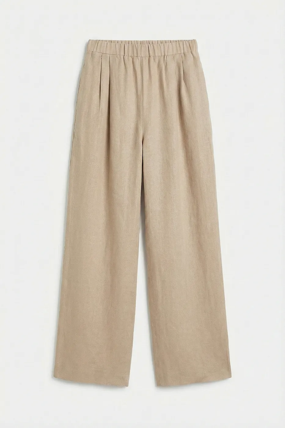 Bayan Bej %100 Keten Bol Pantolon