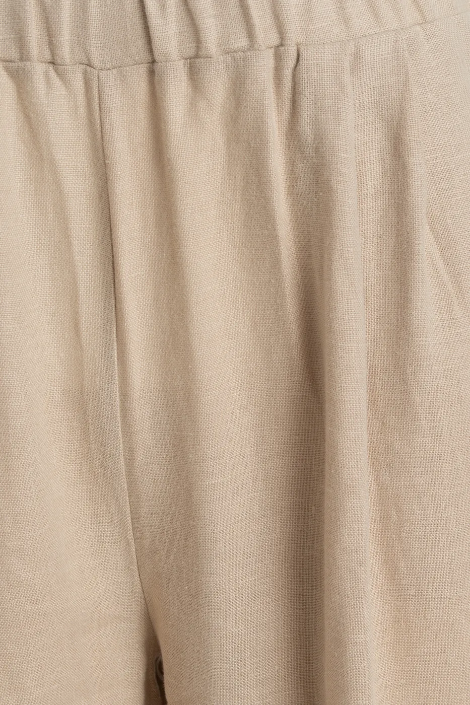 Bayan Bej %100 Keten Bol Pantolon