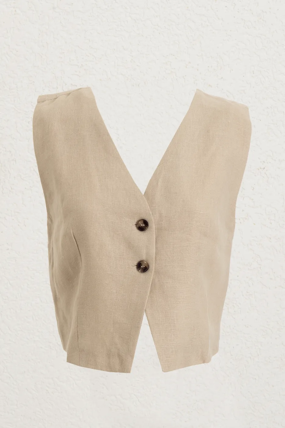 Bayan Bej %100 Keten Yelek