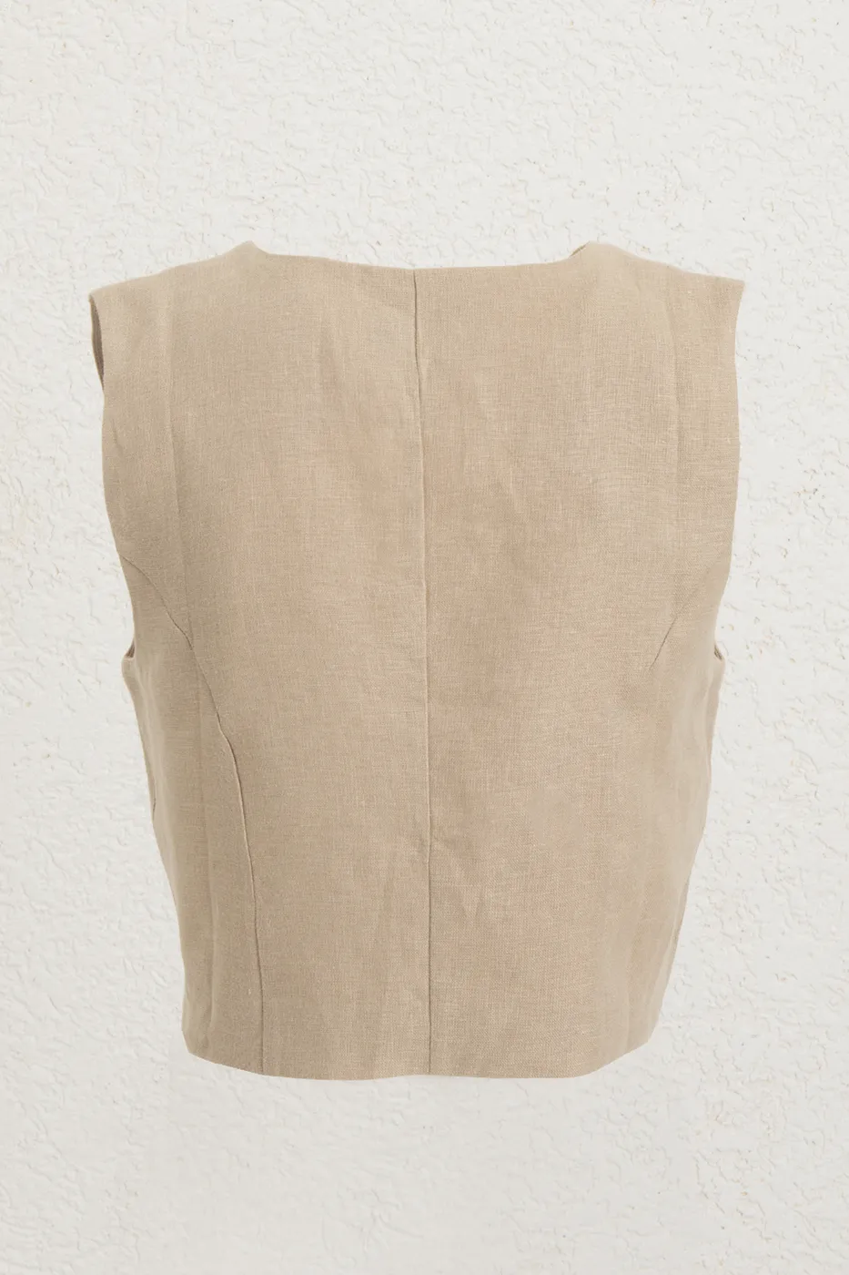 Bayan Bej %100 Keten Yelek