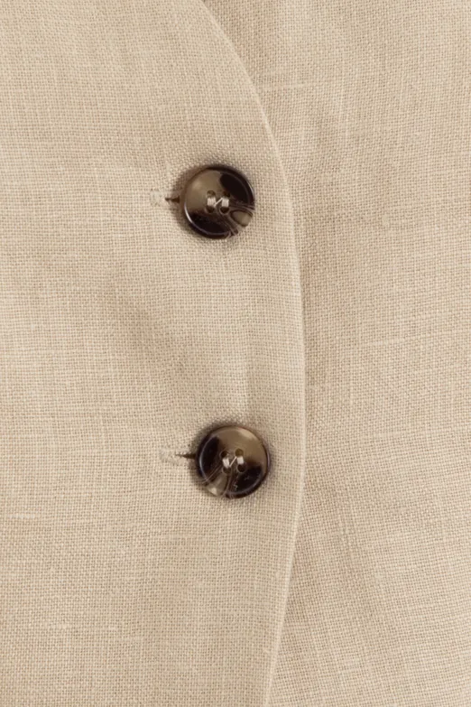 Bayan Bej %100 Keten Yelek - BSL