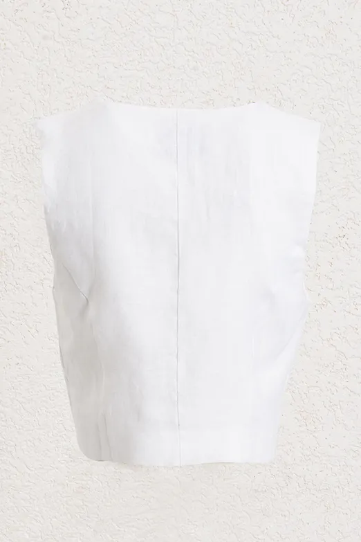 Bayan Beyaz %100 Keten Yelek - BSL