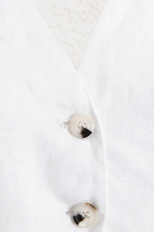 Bayan Beyaz %100 Keten Yelek - BSL