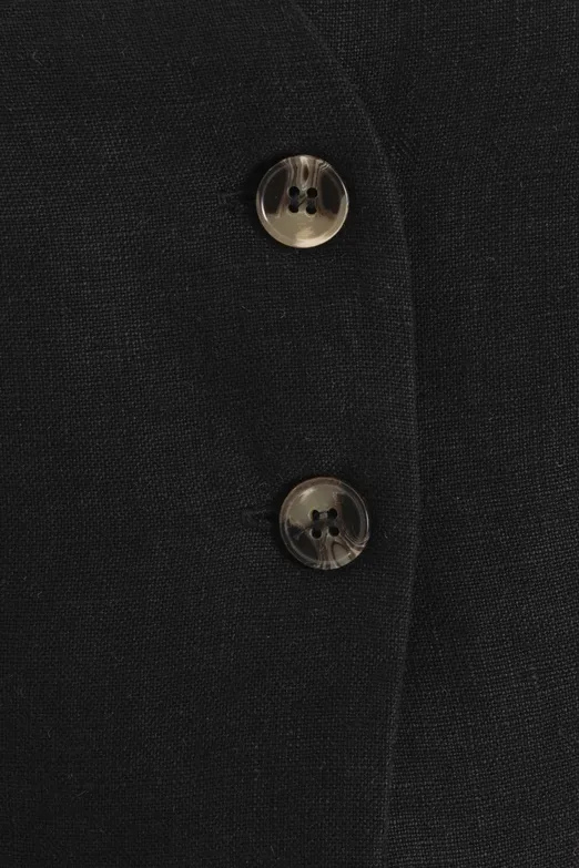 Bayan Siyah %100 Keten Yelek - BSL