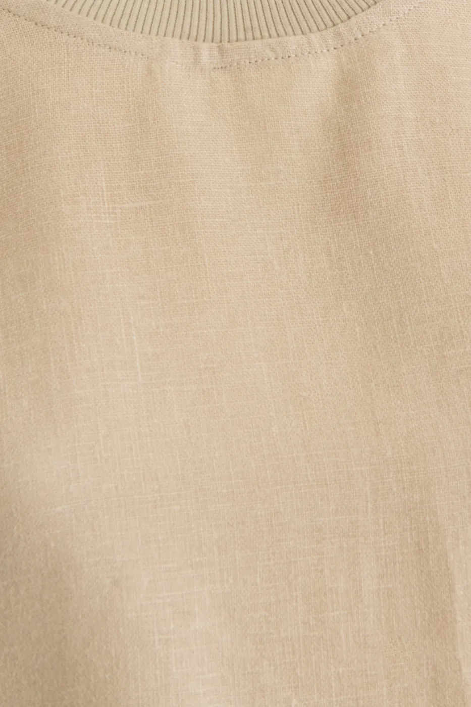 Bayan Bej Yandan Bağcıklı Crop Keten Bluz