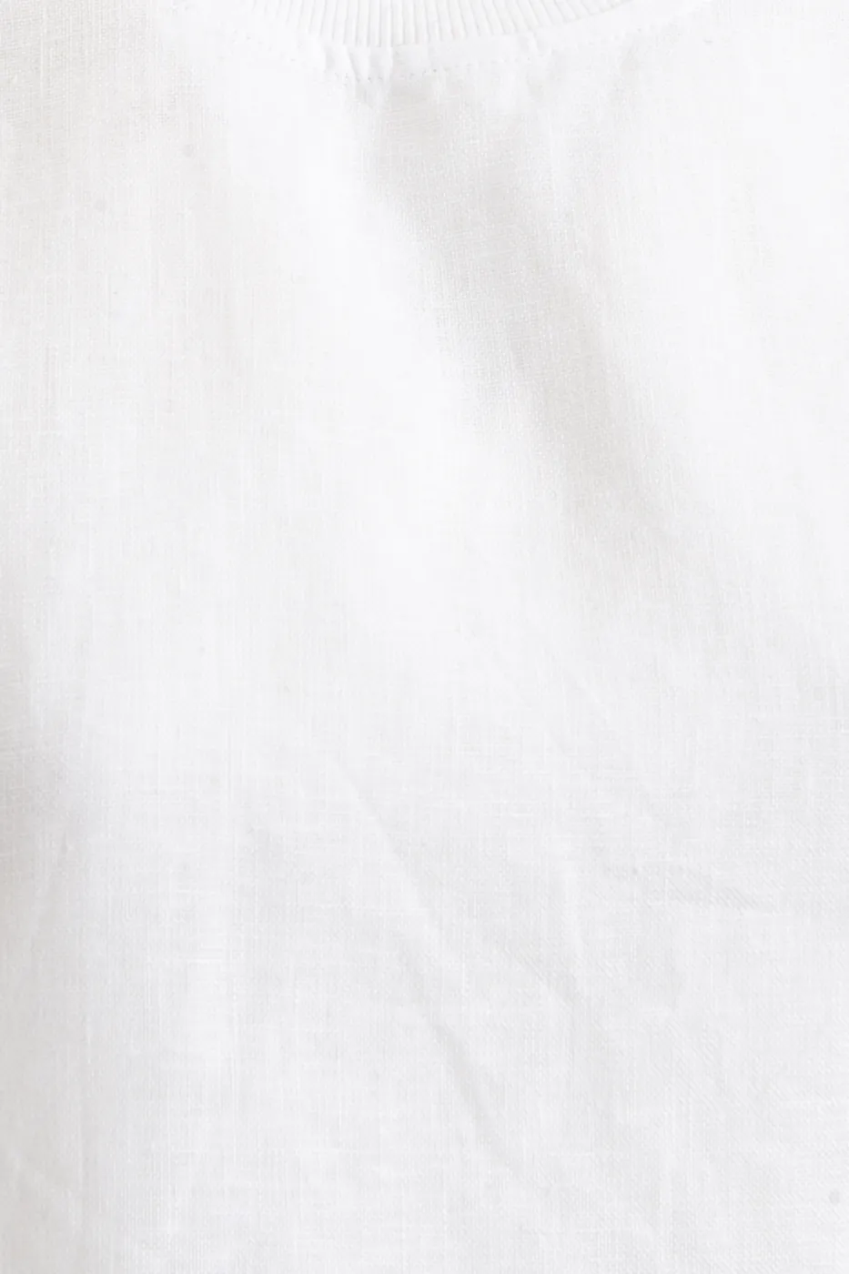 Bayan Beyaz Yandan Bağcıklı Crop Keten Bluz