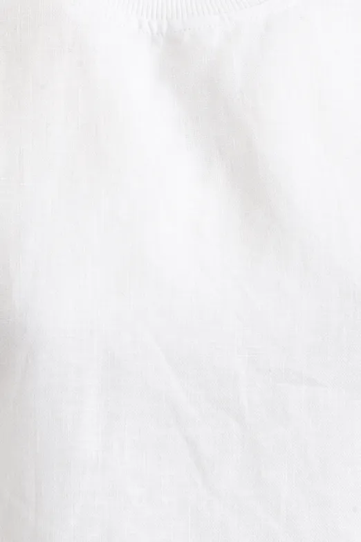 Bayan Beyaz Yandan Bağcıklı Crop Keten Bluz - BSL