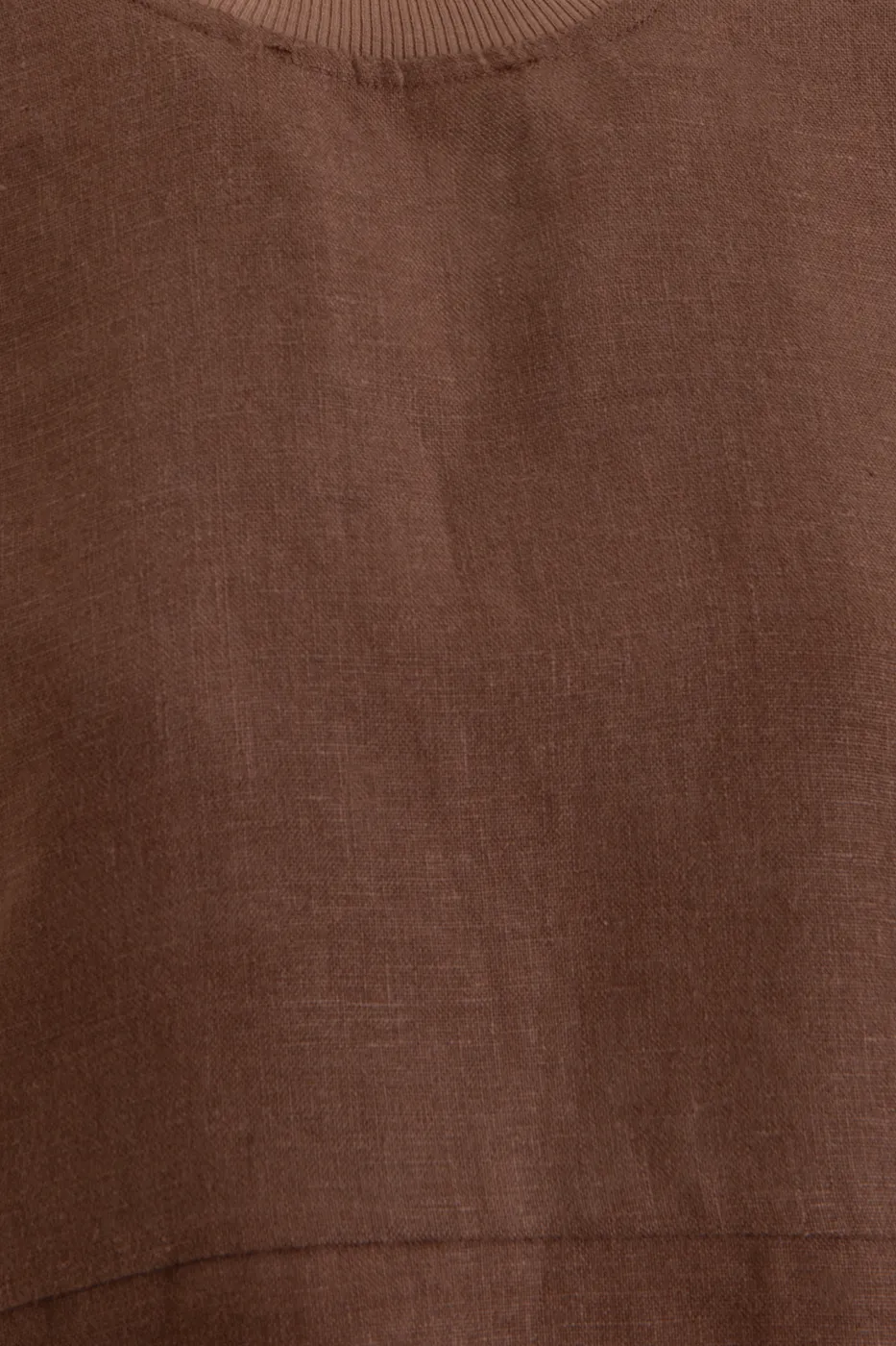 Bayan Kahverengi Yandan Bağcıklı Crop Keten Bluz
