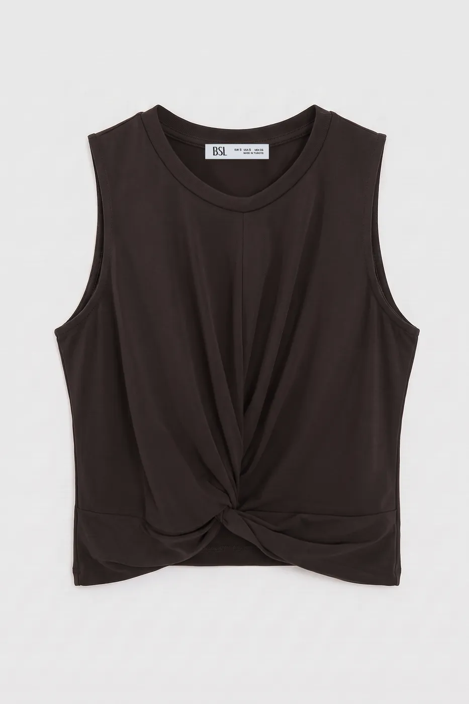 Bayan Kahverengi Burgulu Crop Top