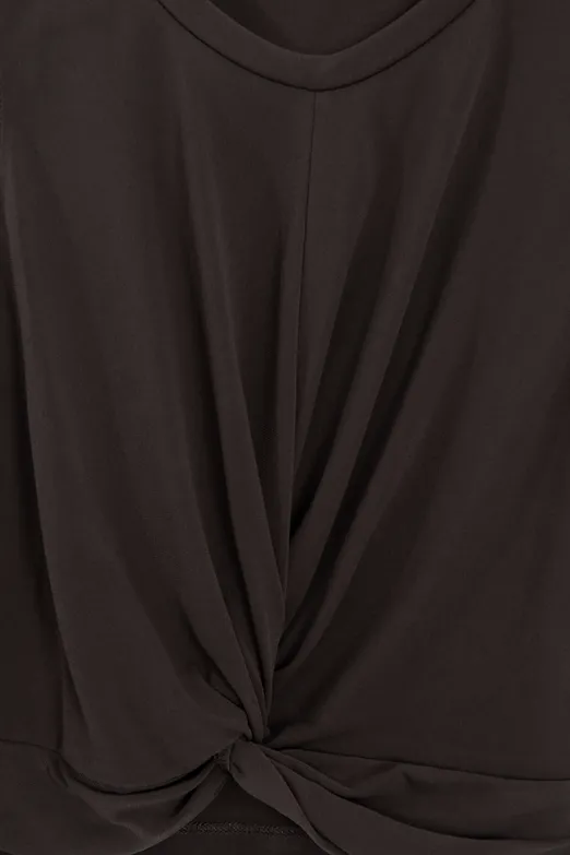 Bayan Kahverengi Burgulu Crop Top - BSL