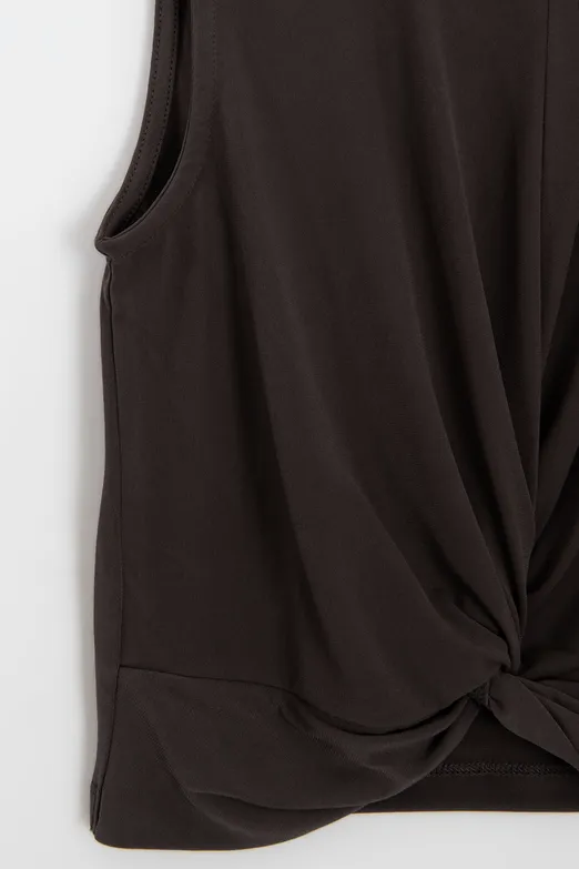Bayan Kahverengi Burgulu Crop Top - BSL