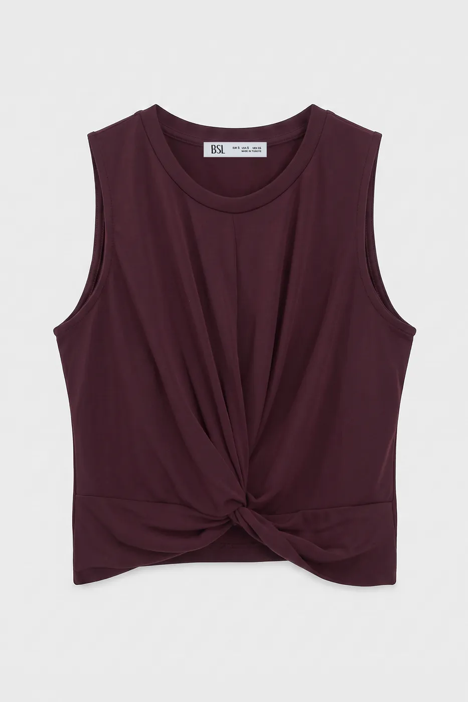 Bayan Bordo Burgulu Crop Top