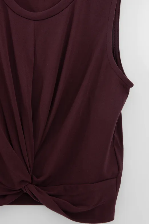 Bayan Bordo Burgulu Crop Top - BSL