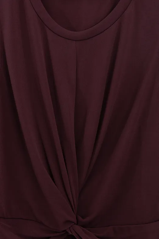 Bayan Bordo Burgulu Crop Top - BSL