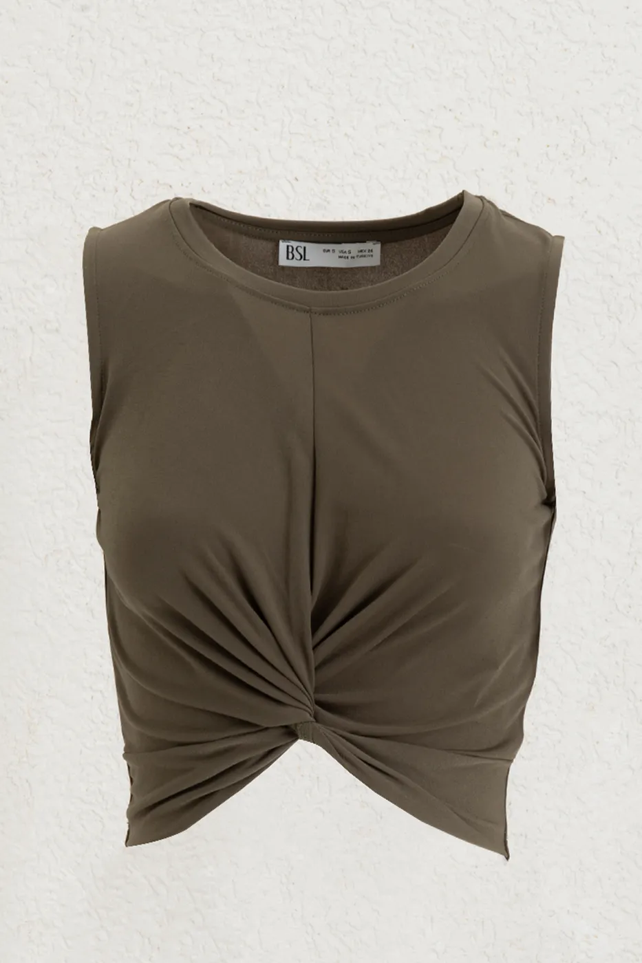 Bayan Haki Burgulu Crop Top