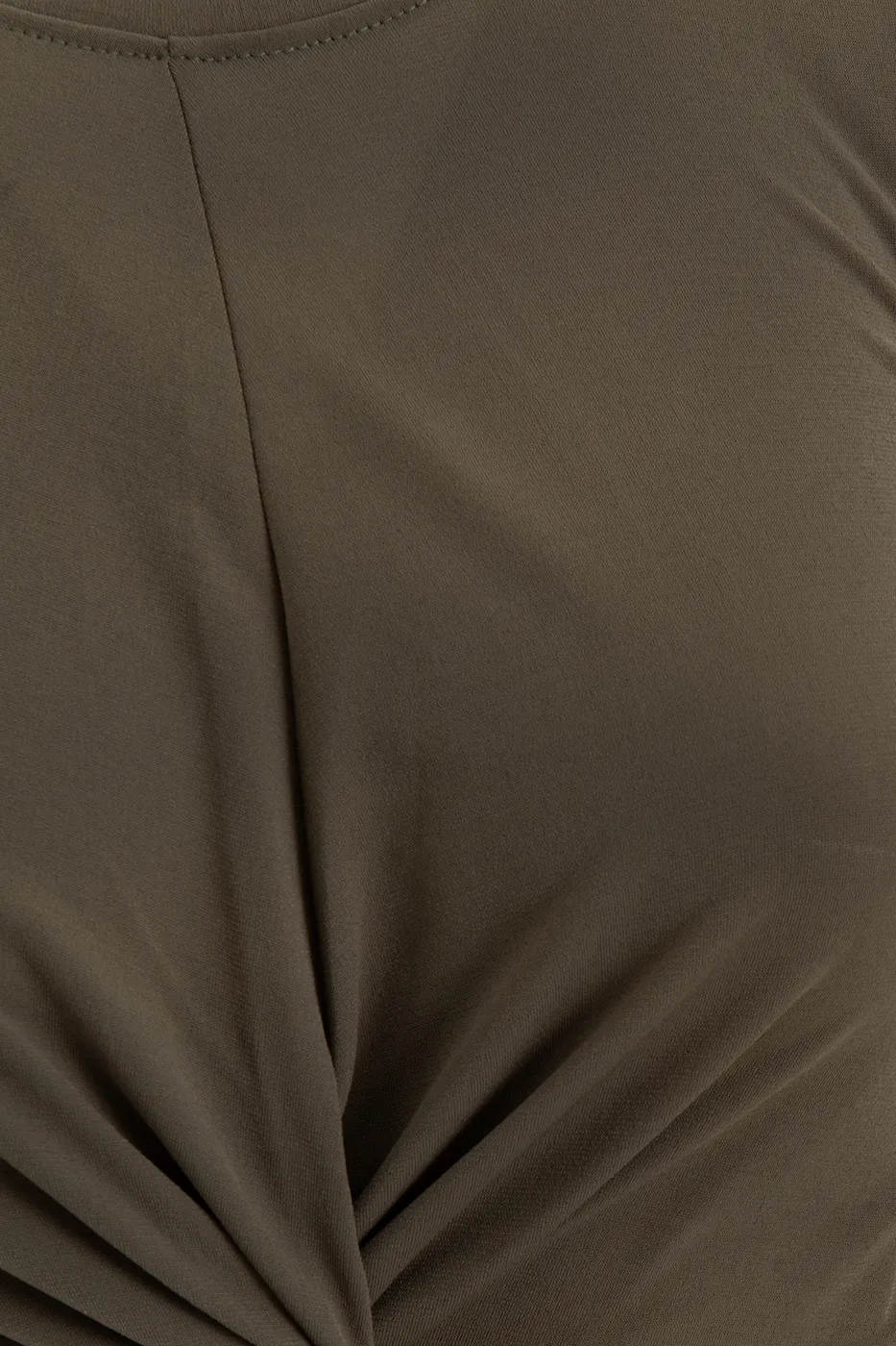 Bayan Haki Burgulu Crop Top