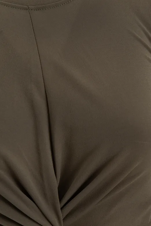 Bayan Haki Burgulu Crop Top - BSL