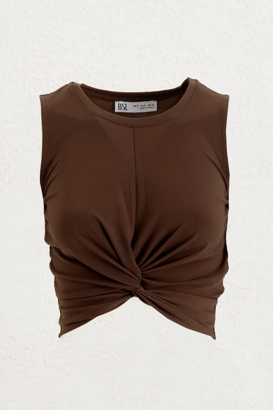 Bayan Kahverengi Burgulu Crop Top