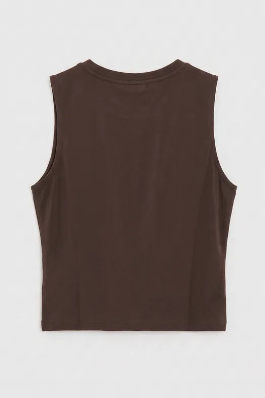 Bayan Kahverengi Burgulu Crop Top - BSL