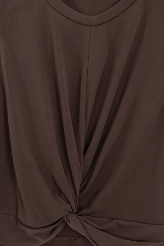 Bayan Kahverengi Burgulu Crop Top - BSL