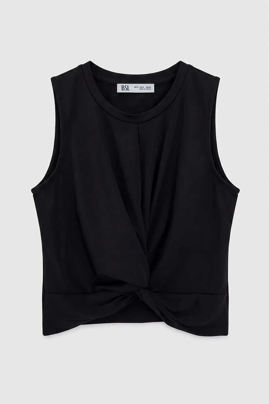 Bayan Siyah Burgulu Crop Top