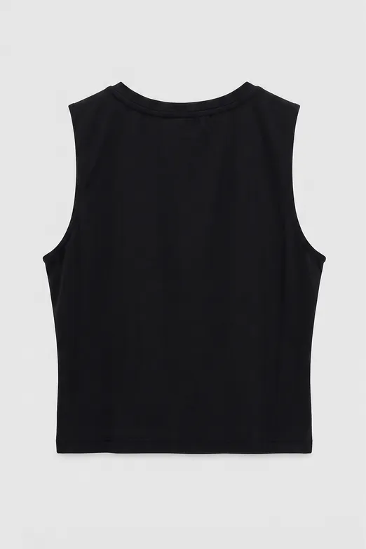 Bayan Siyah Burgulu Crop Top - BSL