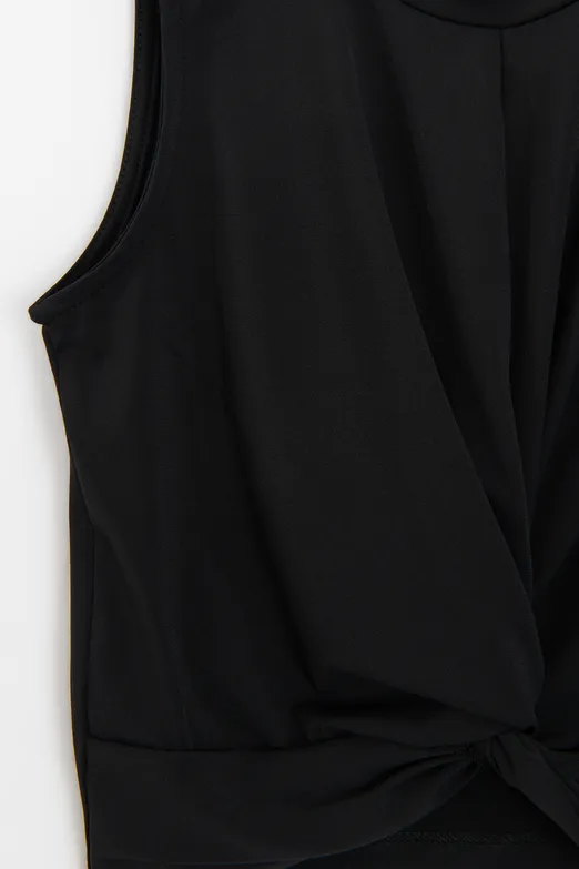 Bayan Siyah Burgulu Crop Top - BSL