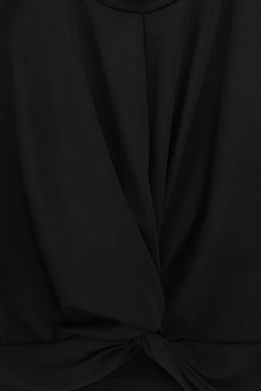 Bayan Siyah Burgulu Crop Top - BSL