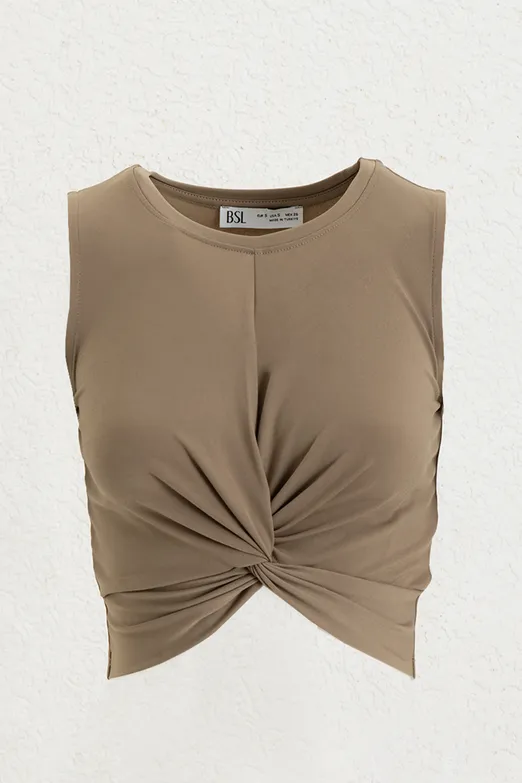 Bayan Vizon Burgulu Crop Top - BSL